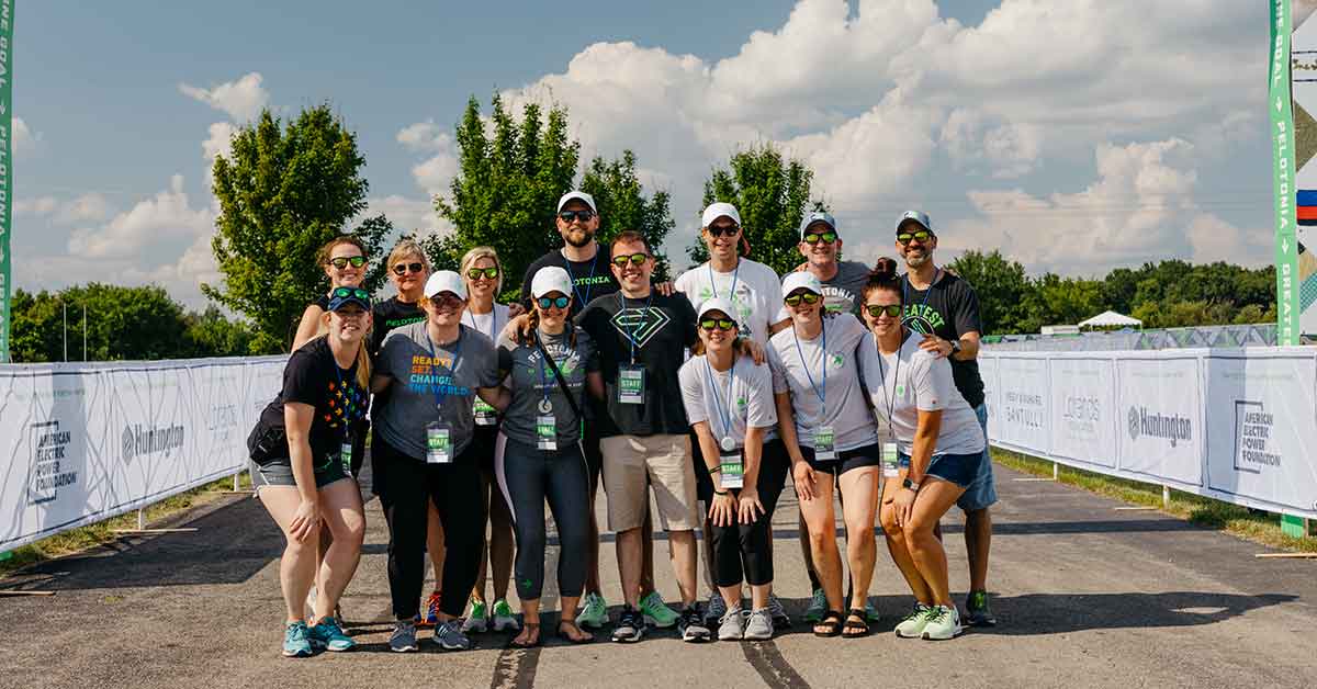 Peletonia riders pose after the event for a photo