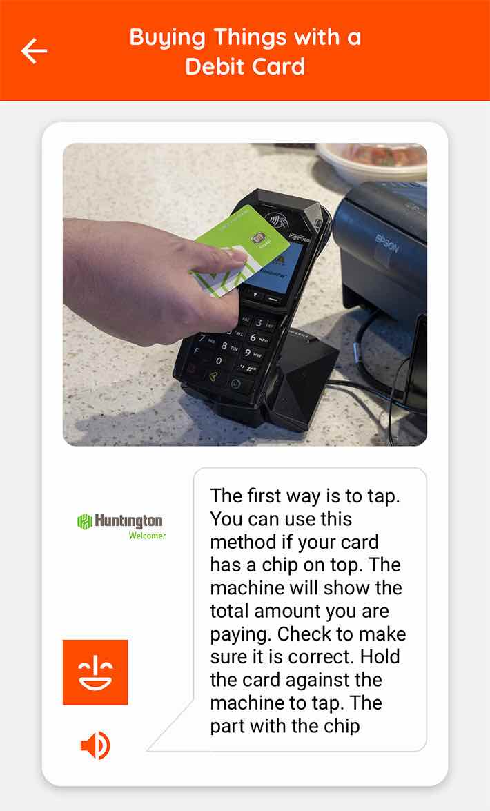 Buying things with a debit card.