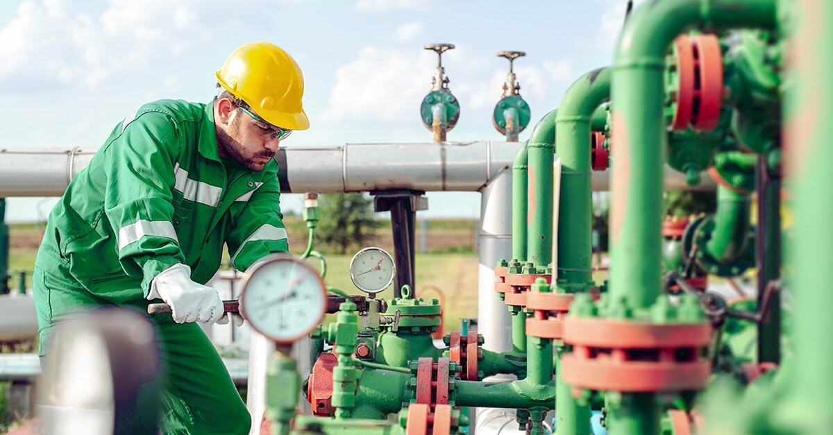 Man working on an oil rig