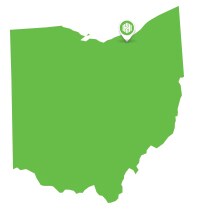 Ohio map with Cleveland pinned