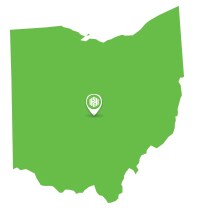Map of Ohio with Columbus pinned