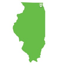 Map of Illinois with Chicago pinned