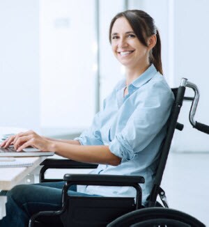Smiling woman in wheelchair