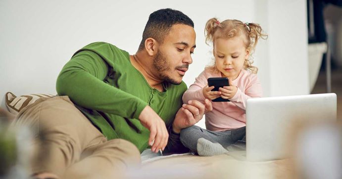 Man looking at cell phone