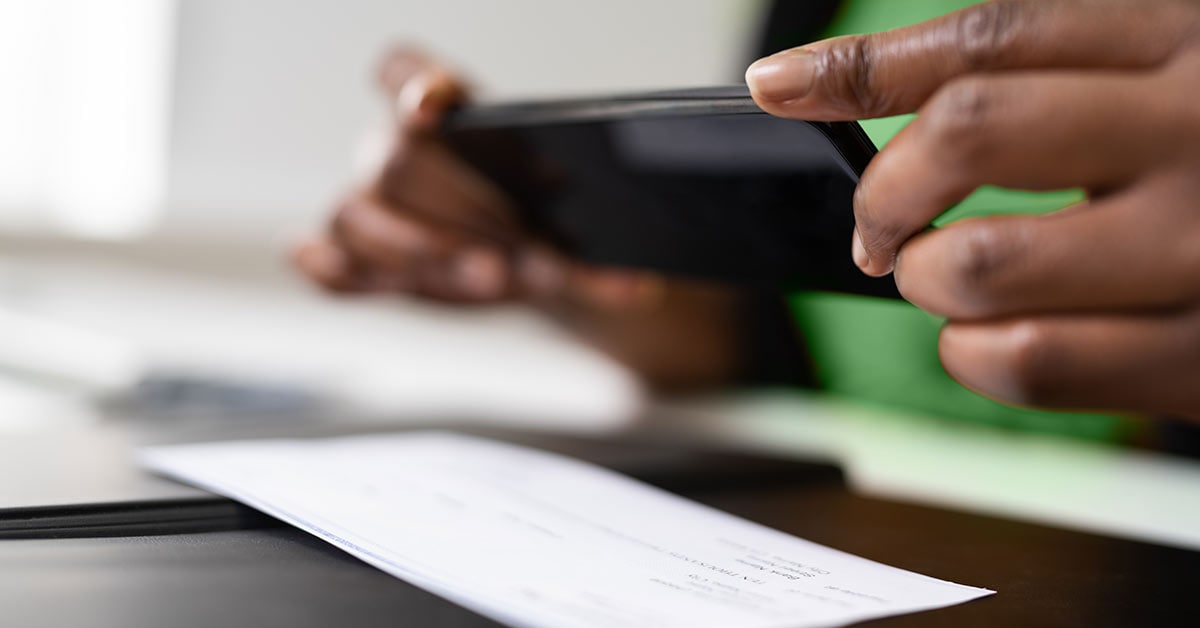 Depositing a check using a mobile phone