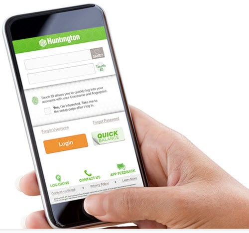 Use Touch ID on Huntington mobile app.