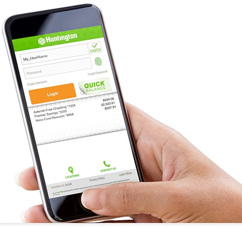 Use Touch ID and fingerprint login on Huntington mobile app.