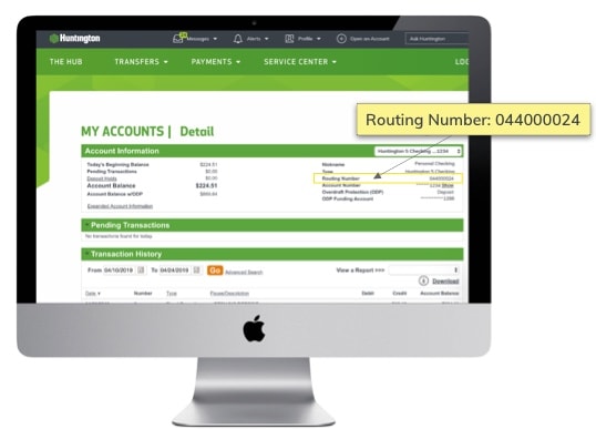 Find routing number online