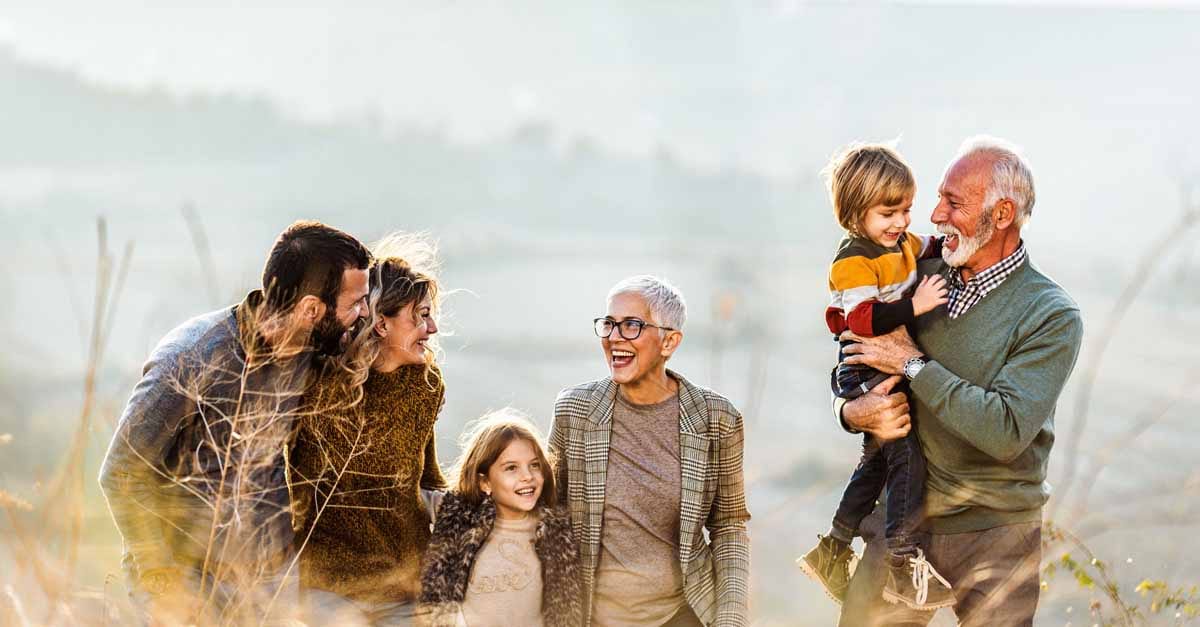 Family in a field